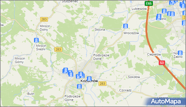 mapa Podbrzezie Dolne, Podbrzezie Dolne na mapie Targeo