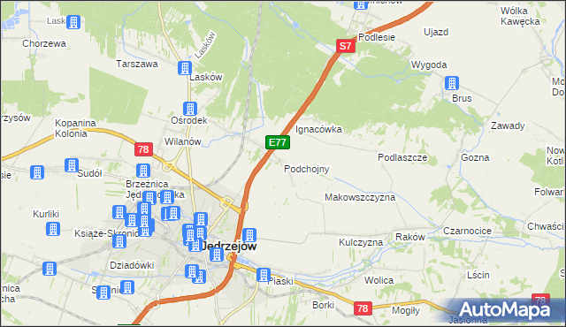 mapa Podchojny, Podchojny na mapie Targeo