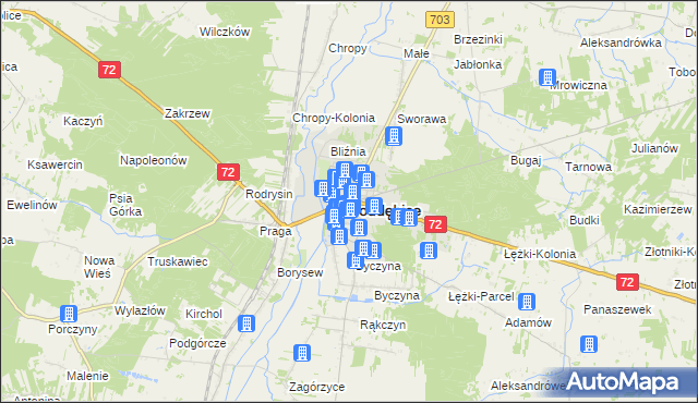 mapa Poddębice, Poddębice na mapie Targeo