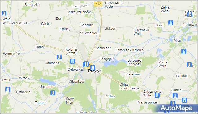 mapa Podgajek, Podgajek na mapie Targeo