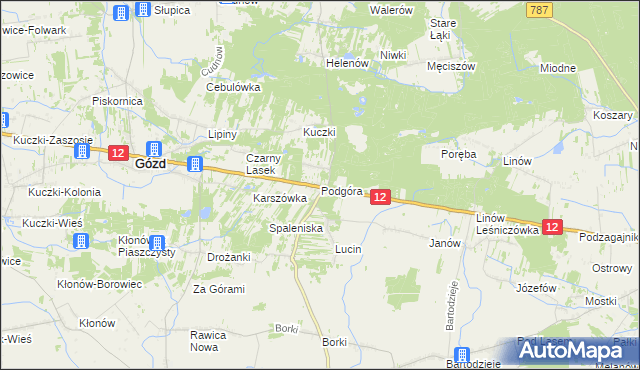 mapa Podgóra gmina Gózd, Podgóra gmina Gózd na mapie Targeo