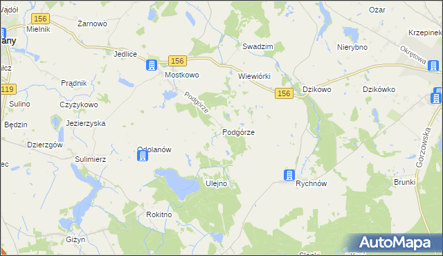 mapa Podgórze gmina Barlinek, Podgórze gmina Barlinek na mapie Targeo