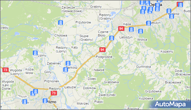 mapa Podgrodzie gmina Dębica, Podgrodzie gmina Dębica na mapie Targeo