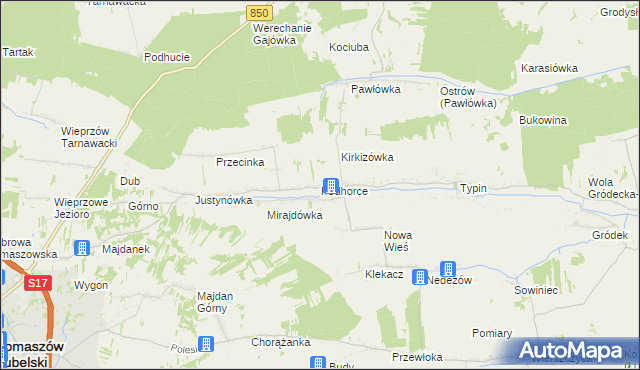 mapa Podhorce gmina Tomaszów Lubelski, Podhorce gmina Tomaszów Lubelski na mapie Targeo