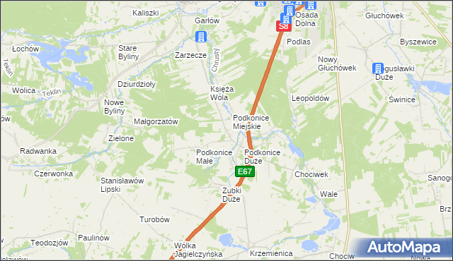 mapa Podkońska Wola, Podkońska Wola na mapie Targeo