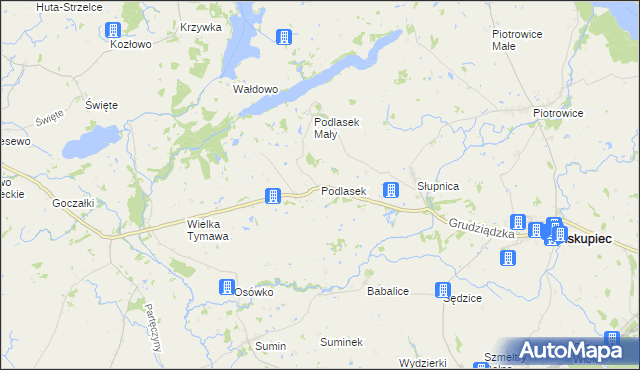 mapa Podlasek gmina Biskupiec, Podlasek gmina Biskupiec na mapie Targeo
