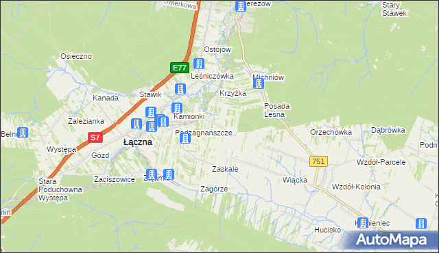 mapa Podłazie gmina Łączna, Podłazie gmina Łączna na mapie Targeo