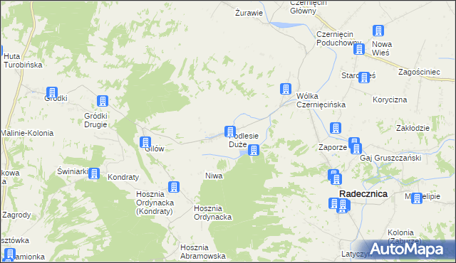 mapa Podlesie Duże gmina Radecznica, Podlesie Duże gmina Radecznica na mapie Targeo