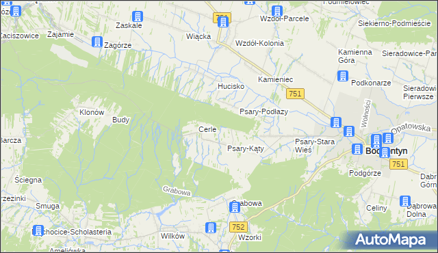 mapa Podlesie gmina Bodzentyn, Podlesie gmina Bodzentyn na mapie Targeo