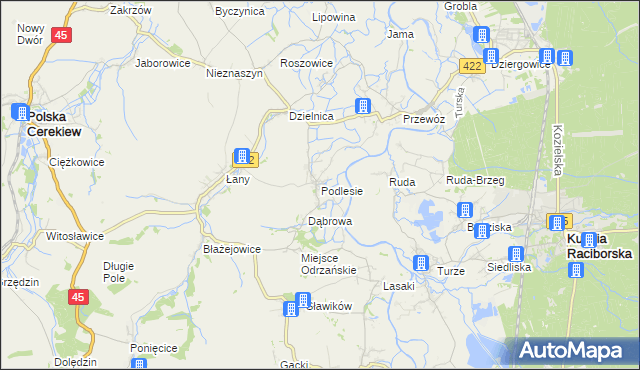 mapa Podlesie gmina Cisek, Podlesie gmina Cisek na mapie Targeo