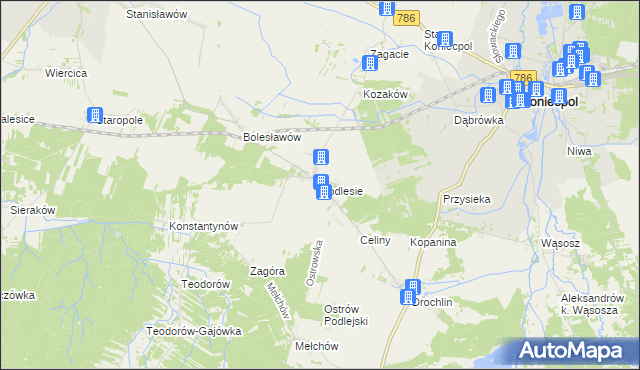 mapa Podlesie gmina Lelów, Podlesie gmina Lelów na mapie Targeo