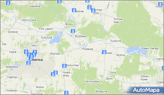 mapa Podlesie gmina Oleśnica, Podlesie gmina Oleśnica na mapie Targeo