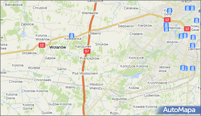 mapa Podlesie gmina Wolanów, Podlesie gmina Wolanów na mapie Targeo