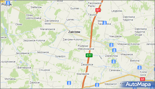 mapa Podlesie Mleczkowskie, Podlesie Mleczkowskie na mapie Targeo