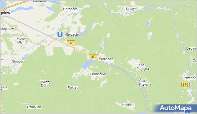 mapa Podlesiec, Podlesiec na mapie Targeo