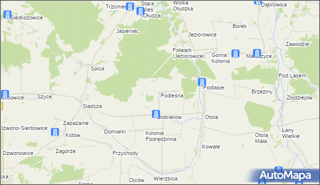 mapa Podleśna gmina Pilica, Podleśna gmina Pilica na mapie Targeo