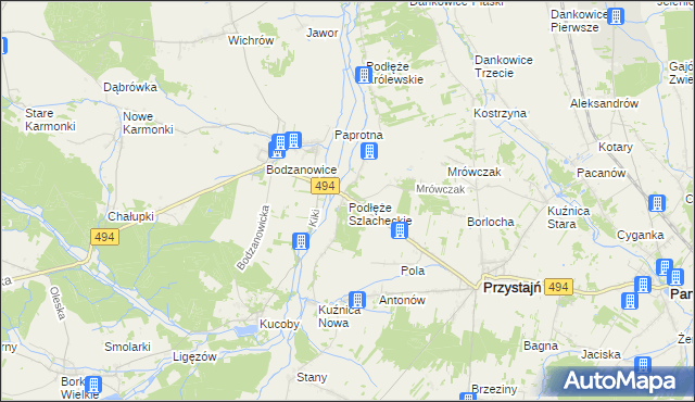 mapa Podłęże Szlacheckie, Podłęże Szlacheckie na mapie Targeo