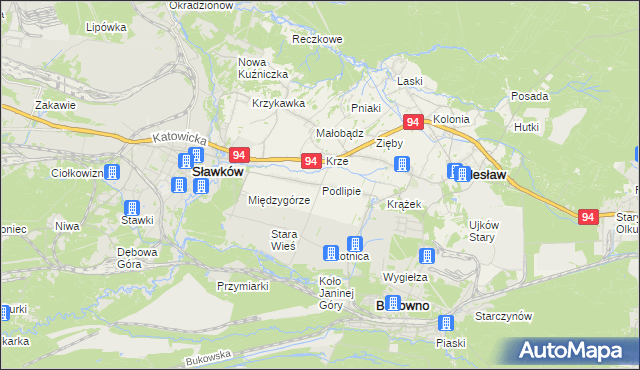 mapa Podlipie gmina Bolesław, Podlipie gmina Bolesław na mapie Targeo