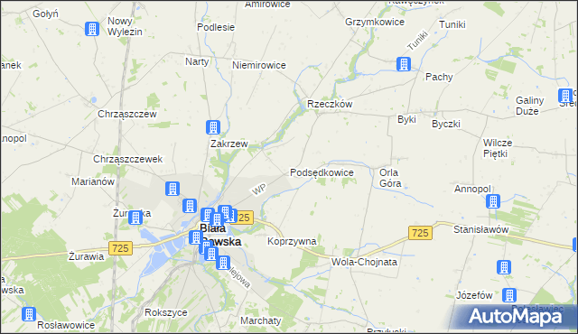 mapa Podsędkowice, Podsędkowice na mapie Targeo