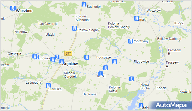 mapa Podsusze, Podsusze na mapie Targeo