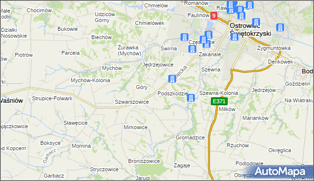 mapa Podszkodzie, Podszkodzie na mapie Targeo