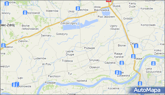 mapa Podwale gmina Pacanów, Podwale gmina Pacanów na mapie Targeo