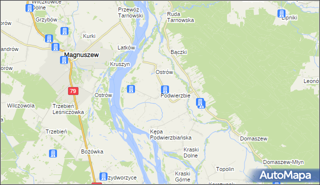 mapa Podwierzbie gmina Maciejowice, Podwierzbie gmina Maciejowice na mapie Targeo