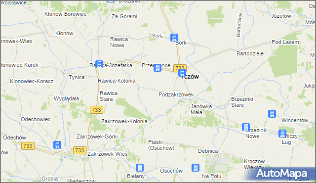 mapa Podzakrzówek, Podzakrzówek na mapie Targeo