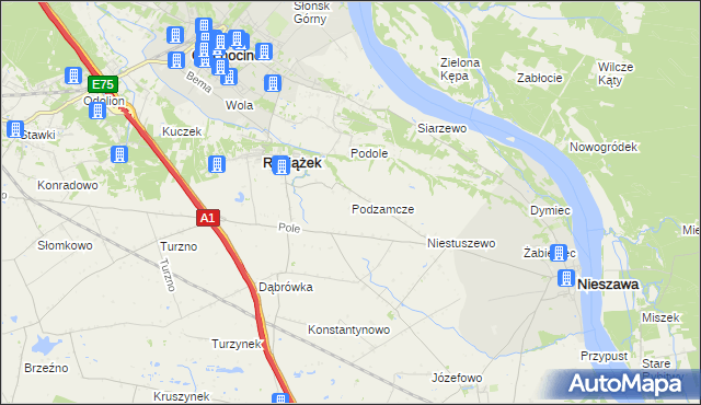 mapa Podzamcze gmina Raciążek, Podzamcze gmina Raciążek na mapie Targeo