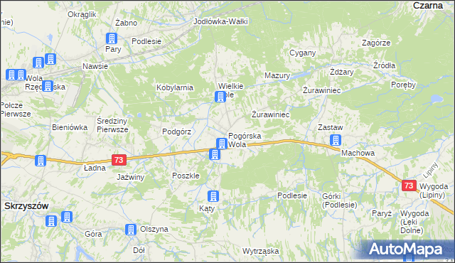 mapa Pogórska Wola, Pogórska Wola na mapie Targeo