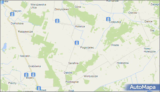 mapa Pogorzelec gmina Sosnówka, Pogorzelec gmina Sosnówka na mapie Targeo