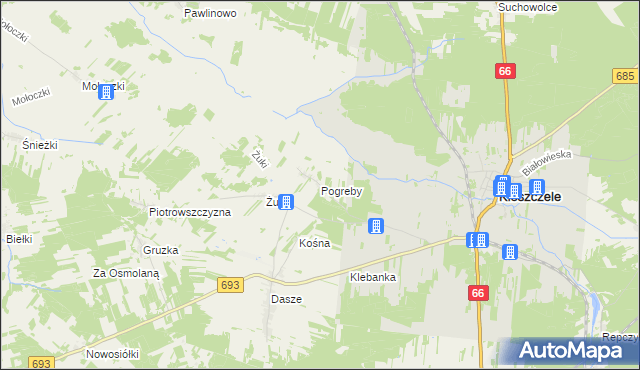 mapa Pogreby, Pogreby na mapie Targeo