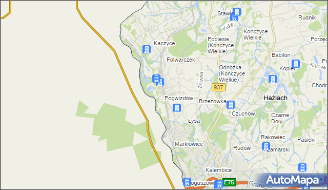 mapa Pogwizdów gmina Hażlach, Pogwizdów gmina Hażlach na mapie Targeo