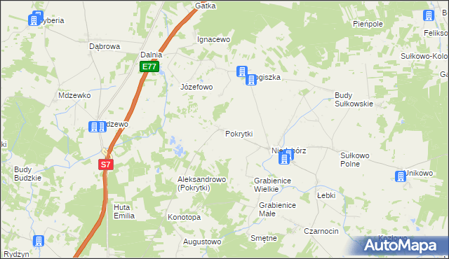 mapa Pokrytki, Pokrytki na mapie Targeo