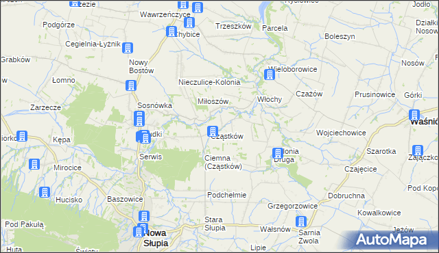 mapa Pokrzywianka gmina Nowa Słupia, Pokrzywianka gmina Nowa Słupia na mapie Targeo