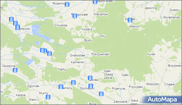 mapa Pokrzywniaki, Pokrzywniaki na mapie Targeo