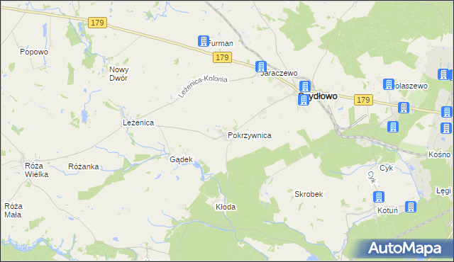 mapa Pokrzywnica gmina Szydłowo, Pokrzywnica gmina Szydłowo na mapie Targeo