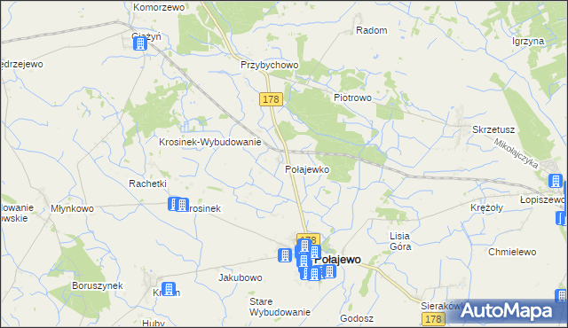 mapa Połajewko, Połajewko na mapie Targeo