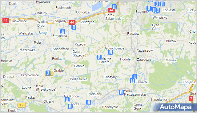 mapa Polanka Hallera, Polanka Hallera na mapie Targeo