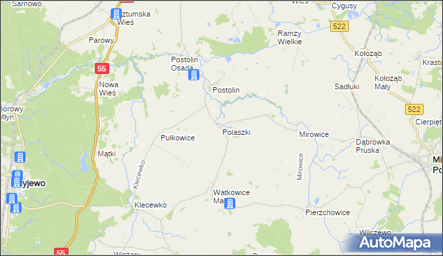 mapa Polaszki, Polaszki na mapie Targeo