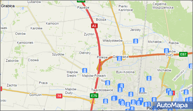 mapa Polesie gmina Grabica, Polesie gmina Grabica na mapie Targeo