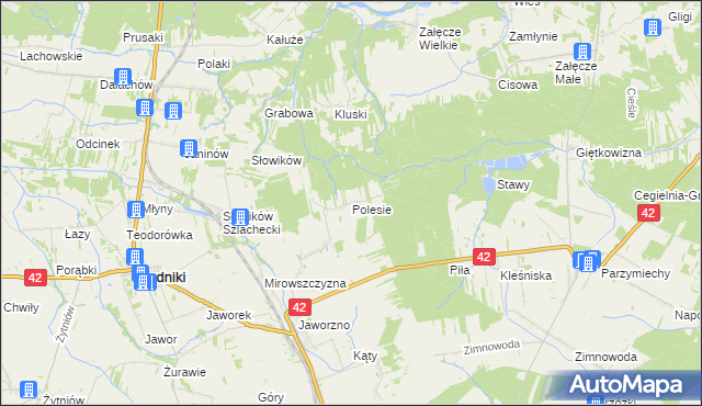 mapa Polesie gmina Rudniki, Polesie gmina Rudniki na mapie Targeo