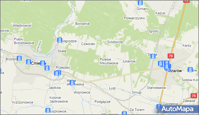 mapa Polesie Mikułowskie, Polesie Mikułowskie na mapie Targeo