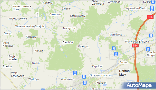 mapa Poleszyn, Poleszyn na mapie Targeo