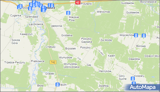 mapa Policzko, Policzko na mapie Targeo