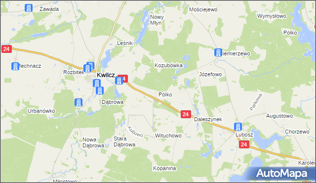 mapa Pólko gmina Kwilcz, Pólko gmina Kwilcz na mapie Targeo