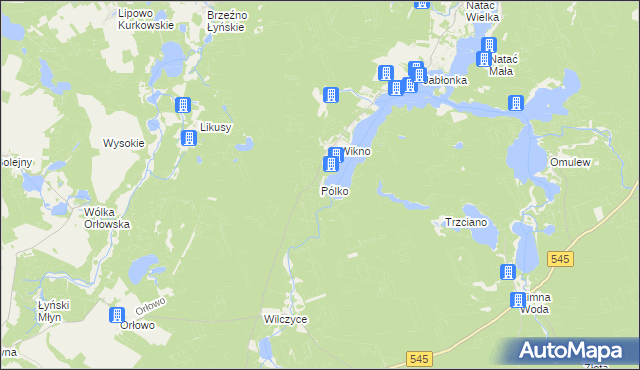 mapa Pólko gmina Nidzica, Pólko gmina Nidzica na mapie Targeo