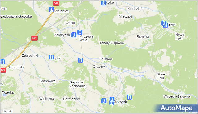 mapa Polkowo gmina Stoczek, Polkowo gmina Stoczek na mapie Targeo