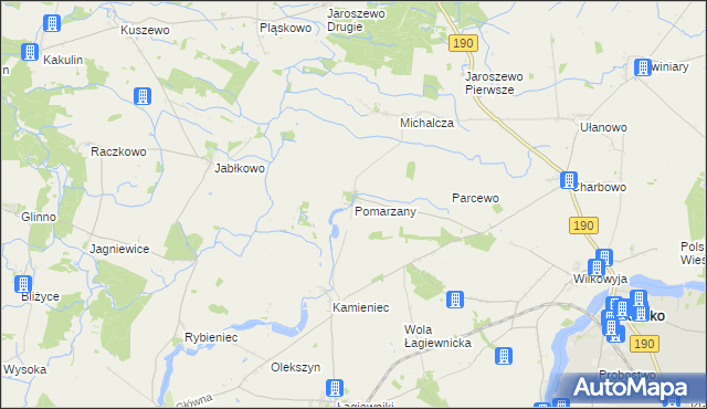 mapa Pomarzany gmina Kłecko, Pomarzany gmina Kłecko na mapie Targeo