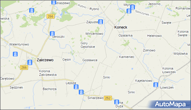 mapa Pomiany gmina Koneck, Pomiany gmina Koneck na mapie Targeo
